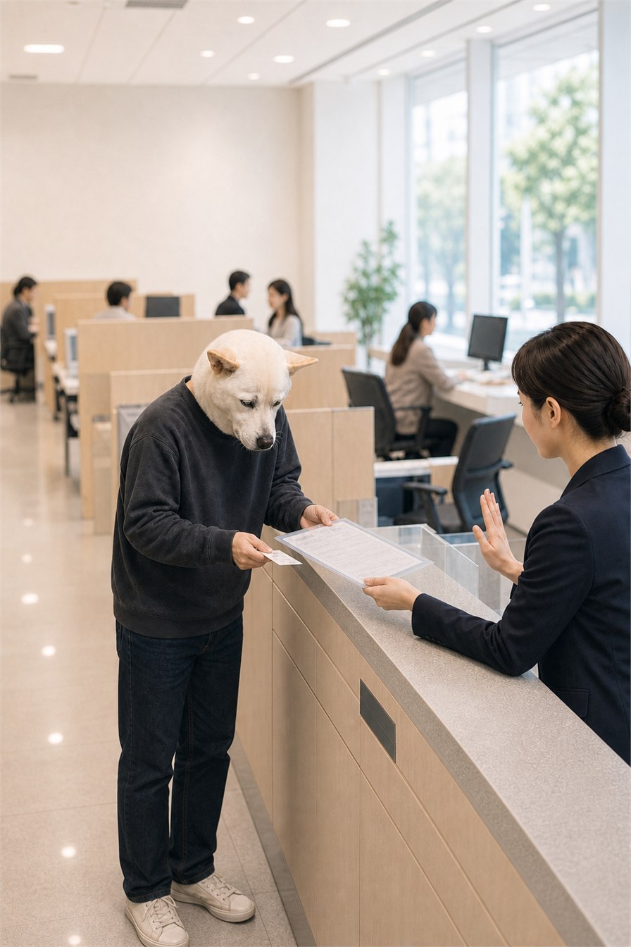 은행이나 보증기관 창구에서 상담하는 사용자